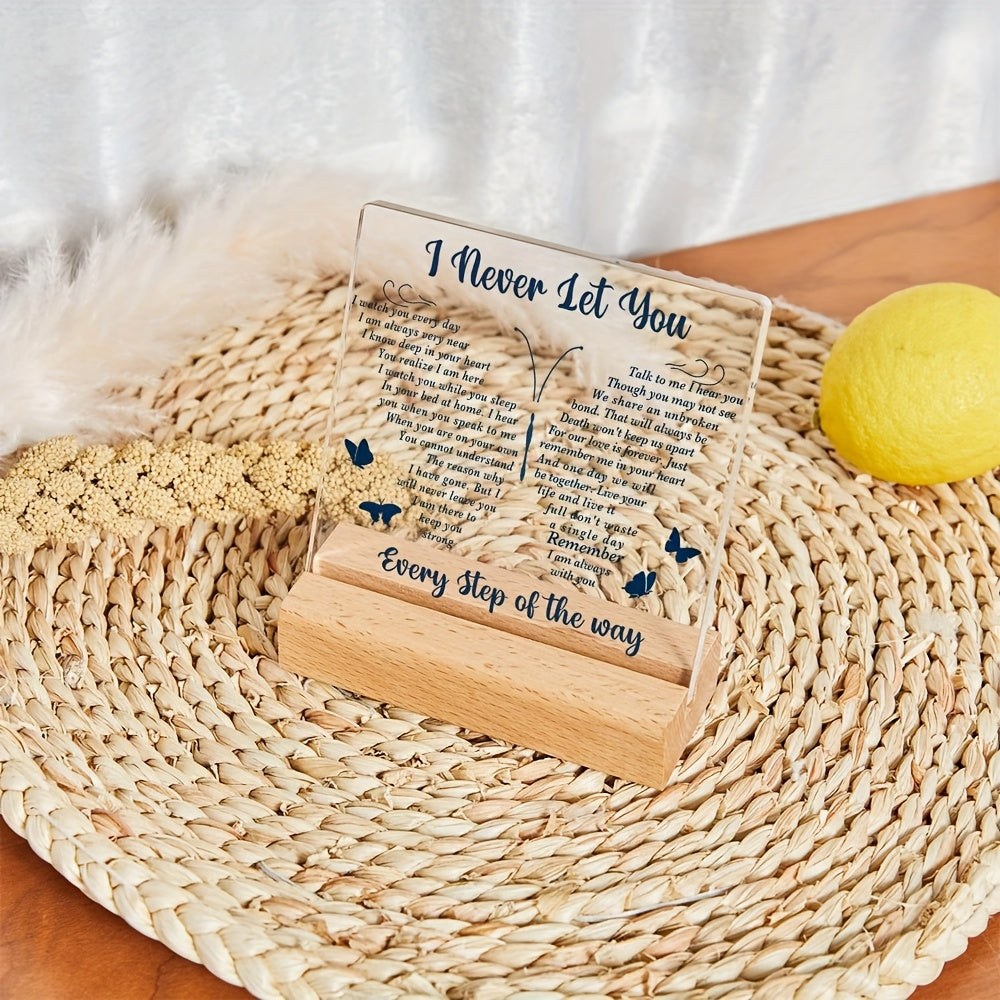 1pc, Sympathy Gift, Loss Of Loved One Loss Of Family Member Condolence Gifts Sentimental Gifts For Home Table Decorations - Clear Plaque Sign With Wooden Stand (Style 4)