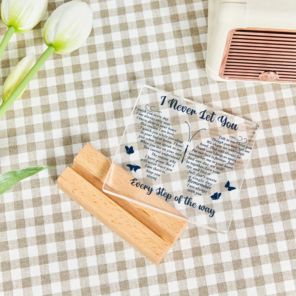 1pc, Sympathy Gift, Loss Of Loved One Loss Of Family Member Condolence Gifts Sentimental Gifts For Home Table Decorations - Clear Plaque Sign With Wooden Stand (Style 4)