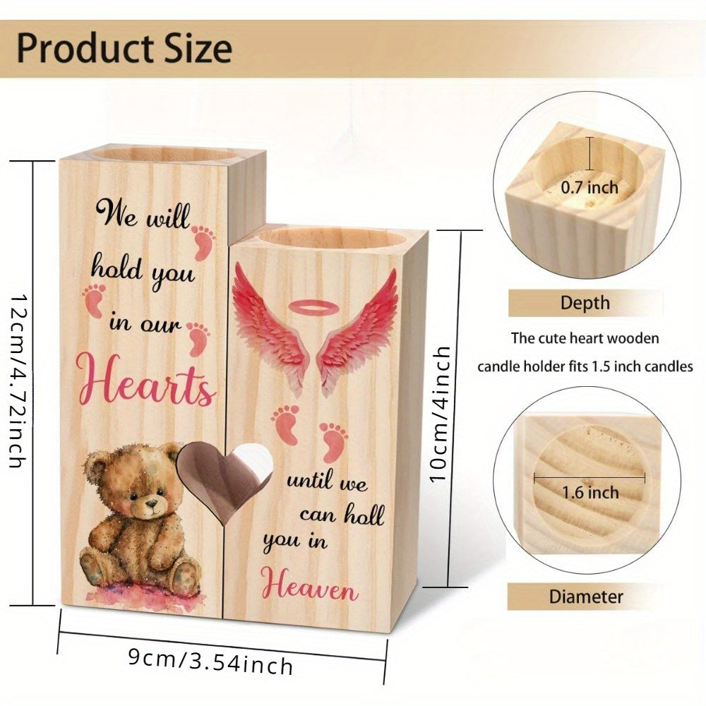 Set, We Will Hold You In Our Heart Wooden Candle Holder, Sympathy Gift For Loss Of Baby, Miscarriage Support Gift For New Parents, Memorial Gifts For Infant Loss, Pregnancy Loss Gift For Her (Candles Included)