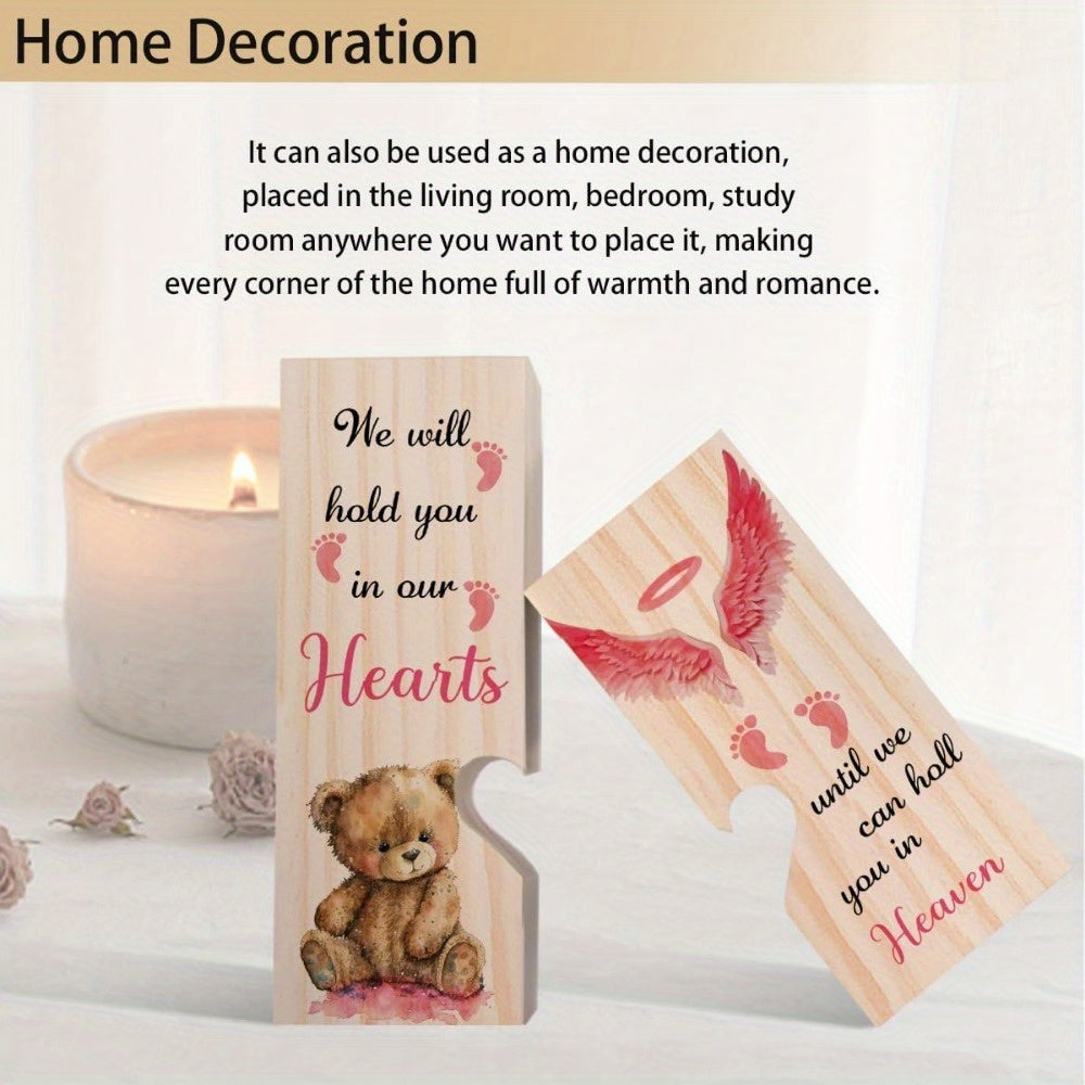 Set, We Will Hold You In Our Heart Wooden Candle Holder, Sympathy Gift For Loss Of Baby, Miscarriage Support Gift For New Parents, Memorial Gifts For Infant Loss, Pregnancy Loss Gift For Her (Candles Included)