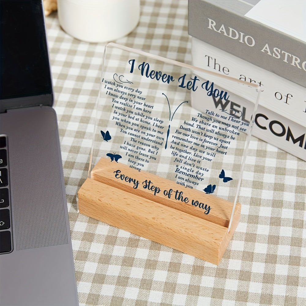 1pc, Sympathy Gift, Loss Of Loved One Loss Of Family Member Condolence Gifts Sentimental Gifts For Home Table Decorations - Clear Plaque Sign With Wooden Stand (Style 4)