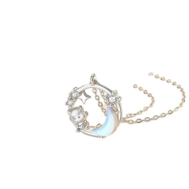 Starry Moon Cute Dragon Primordial Year of The Dragon Necklace for Girls Fashionable Fresh Cute Giving Girlfriend Birthday Gift