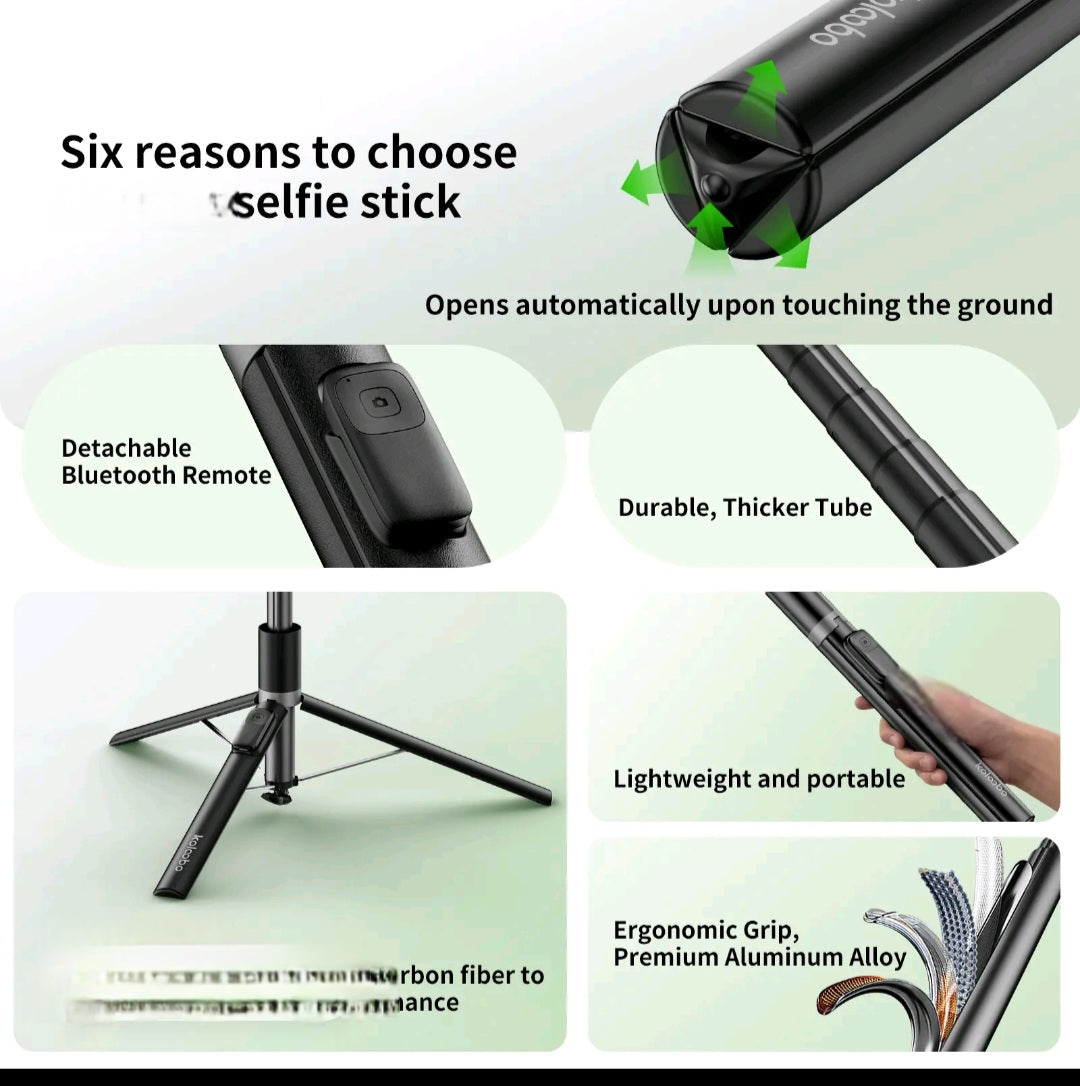 One-Click To Open Tripod- 1.7M Portable Extendable Phone Holder With 56mAh Wireless ..