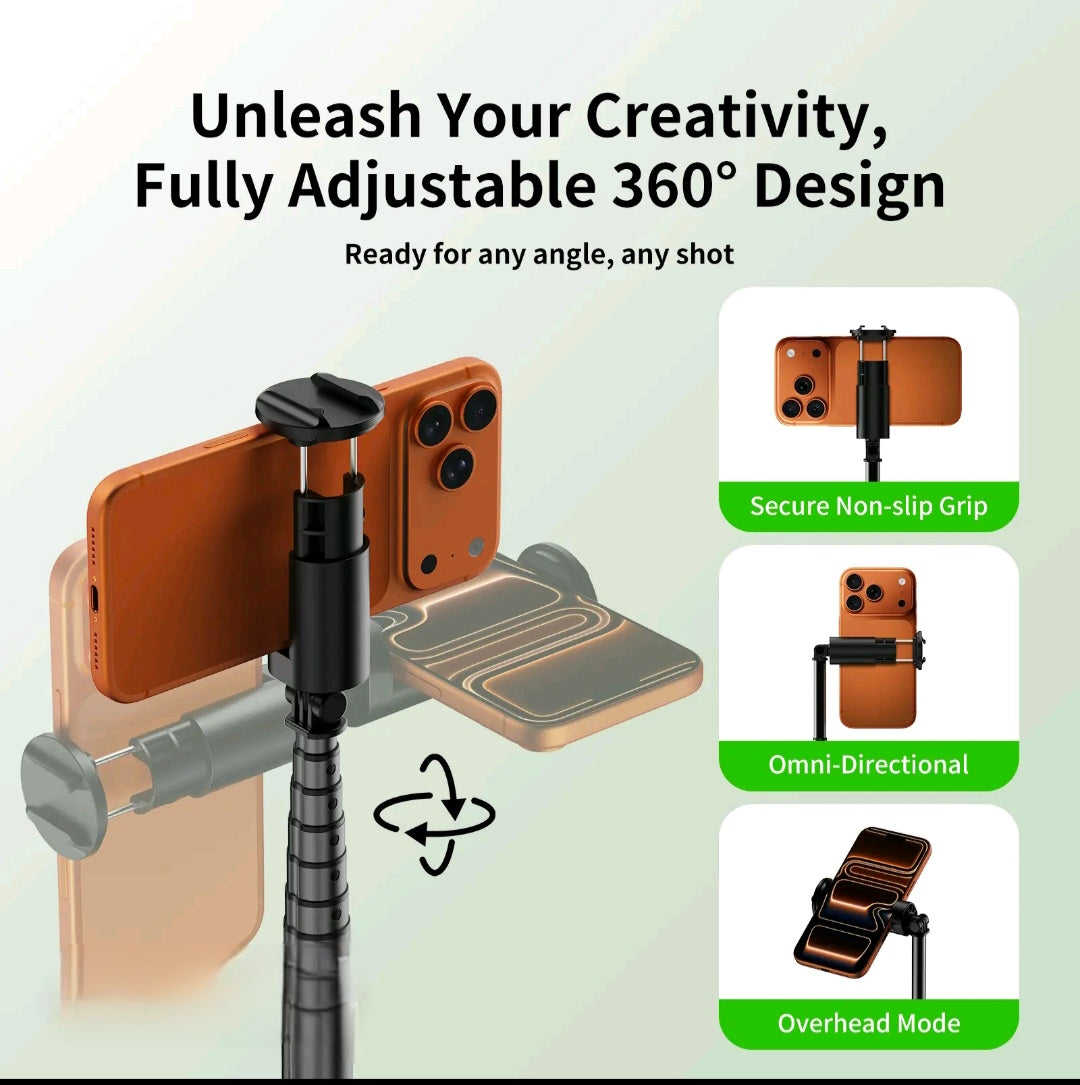 One-Click To Open Tripod- 1.7M Portable Extendable Phone Holder With 56mAh Wireless ..