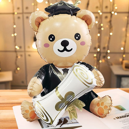 1pc, 38 Inch Cute Holding Graduation Bear Aluminum Film Balloon, Graduation Party Balloon - Perfect For School Events And Campus Decoration