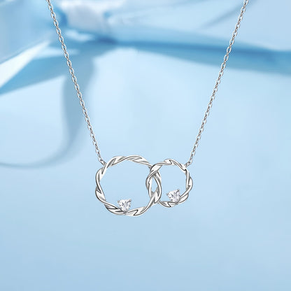 Interlocking Ring Pendant Necklace For Her, "Thank You" Gift For Mentor, Teacher, Nurse, Care Taker, With Message Card And Gift Box, Christmas Gift