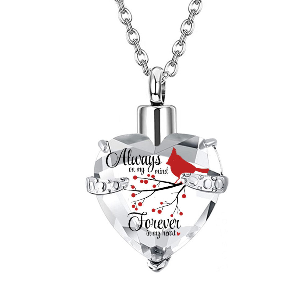 Cremation Jewelry Red Cardinal Urn Necklace For Ashes For Men Always In My Heart Urn Locket Pendant Memorial Jewelry