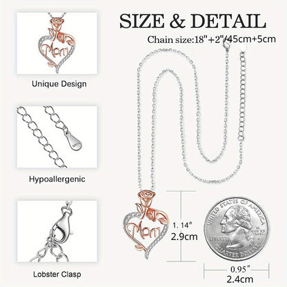 Simple Mother's Day Heart-Shaped Engraved Rose MOM Letter Pendant Necklace Clavicle Chain For Mom Gift