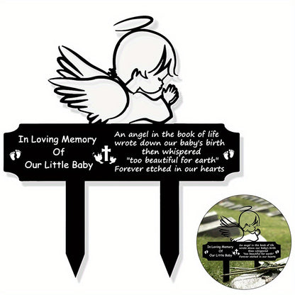 1pc, Personalized Acrylic Memorial Plaque for Outdoor Graves - Customizable Grave Decor for Baby, Son, or Daughter