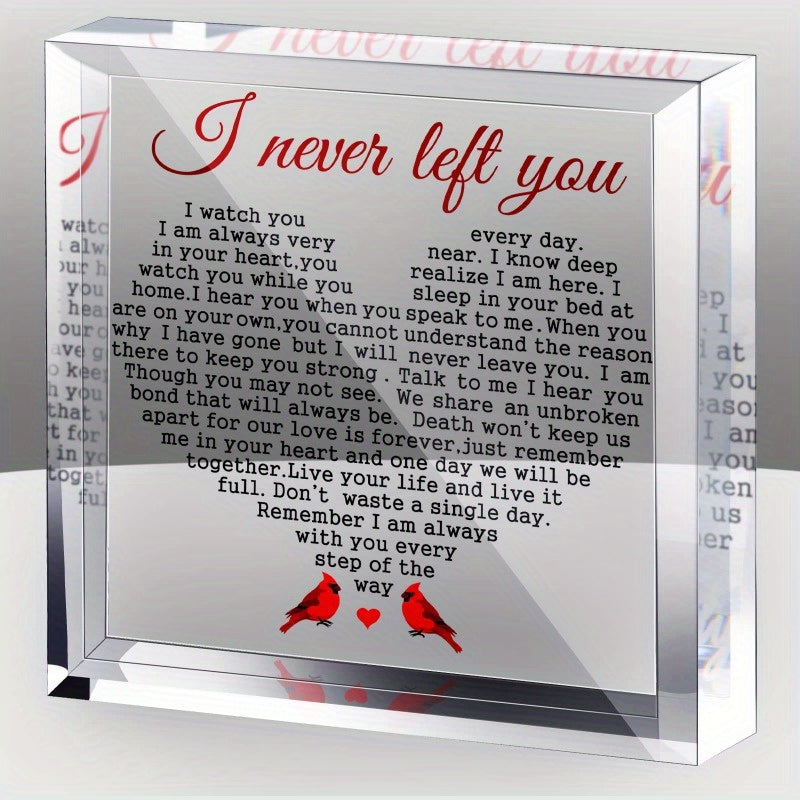 1pc, In Loving Memory Red Cardinal Acrylic Sympathy Gift - Keepsake Paperweight for Loss of Loved One