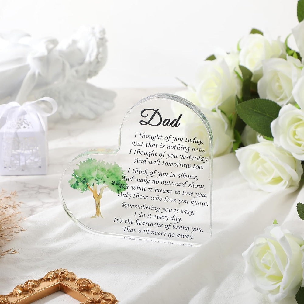 1pc, Memorial Bereavement Acrylic Heart Shape Condolence Gifts - Remembrance for Table Centerpiece