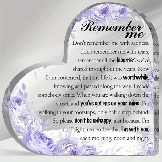 1pc, Remembrance Quote Acrylic Plaque - Sympathy and Bereavement Memorial Gift for Loss of Loved One