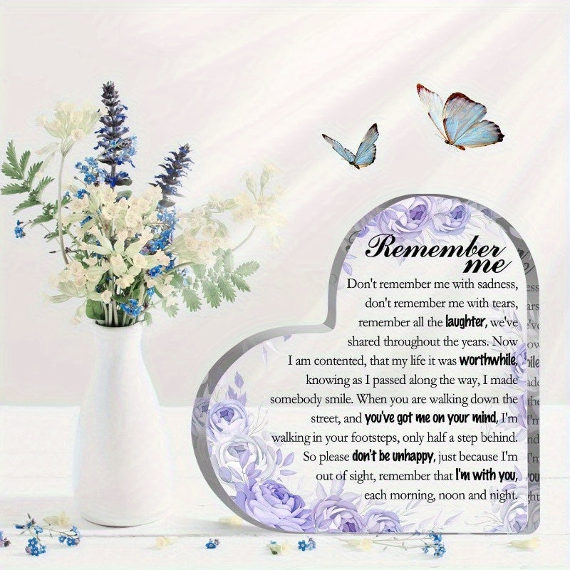 1pc, Remembrance Quote Acrylic Plaque - Sympathy and Bereavement Memorial Gift for Loss of Loved One