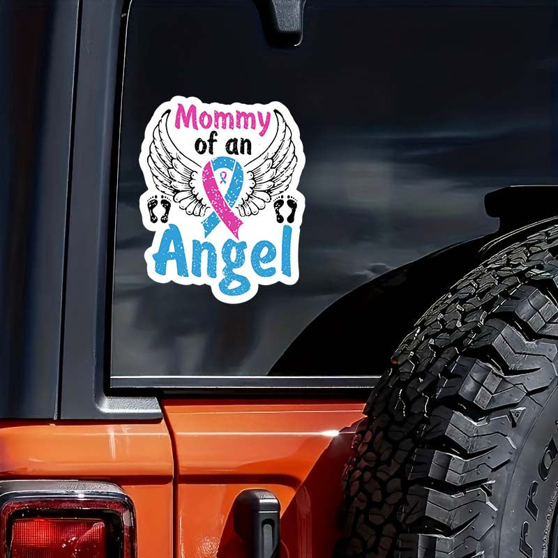 Mommy Of An Angel Sticker, Baby Feet Wings Memorial Loss Pregnancy And Infant Awareness Stickers For Laptop Bottle Phone Car Bumper Window Helmet