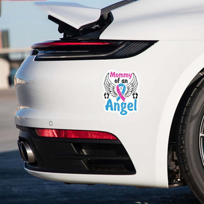 Mommy Of An Angel Sticker, Baby Feet Wings Memorial Loss Pregnancy And Infant Awareness Stickers For Laptop Bottle Phone Car Bumper Window Helmet