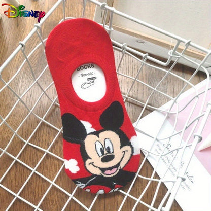 5 Pairs Disney Cartoon Mouse Socks, Cute & Breathable Low Cut Invisible Socks, Women's Stockings & Hosiery