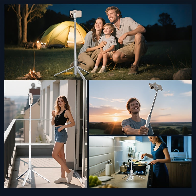 Auto Open/Close Cell Phone Tripod Stand 70.87inch Phone Tripod, Selfie Stick Tripod with Remote, Tripod for Phone, Tripod Stand for Phone 360 Rotation, Portable Travel Tripod for YouTube TikTok Videos Live Streaming Photograp