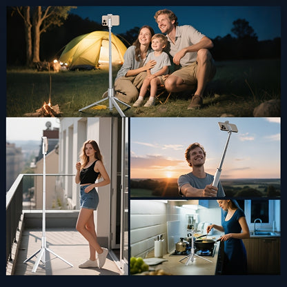 Auto Open/Close Cell Phone Tripod Stand 70.87inch Phone Tripod, Selfie Stick Tripod with Remote, Tripod for Phone, Tripod Stand for Phone 360 Rotation, Portable Travel Tripod for YouTube TikTok Videos Live Streaming Photograp