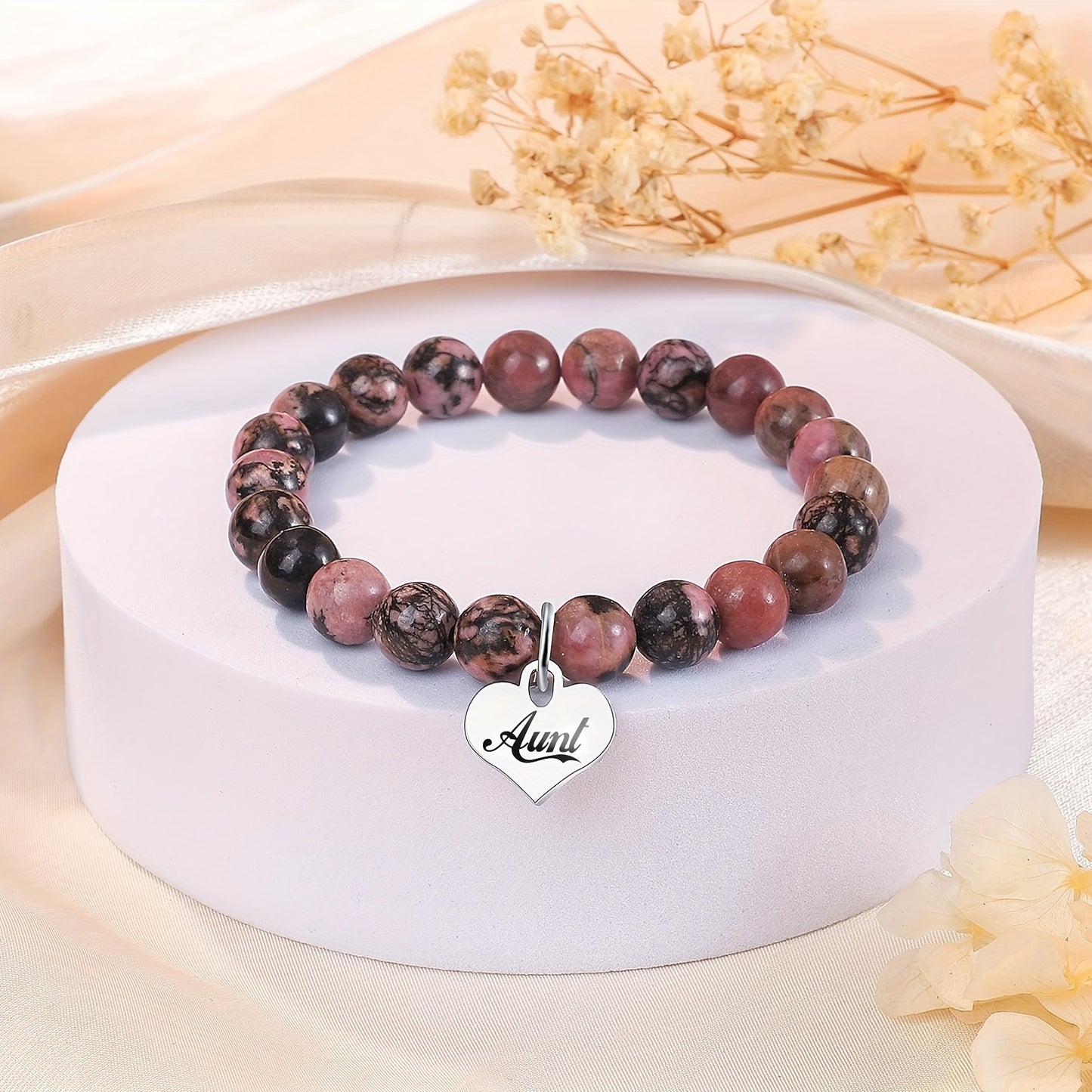 Natural Stone Bracelets For Aunt From Niece With Blessing Card, For Aunt Birthday Mother's Day Gifts