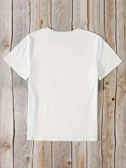 Letter Print Crew Neck T-Shirt, Casual Short Sleeve T-Shirt For Spring & Summer, Women's Clothing