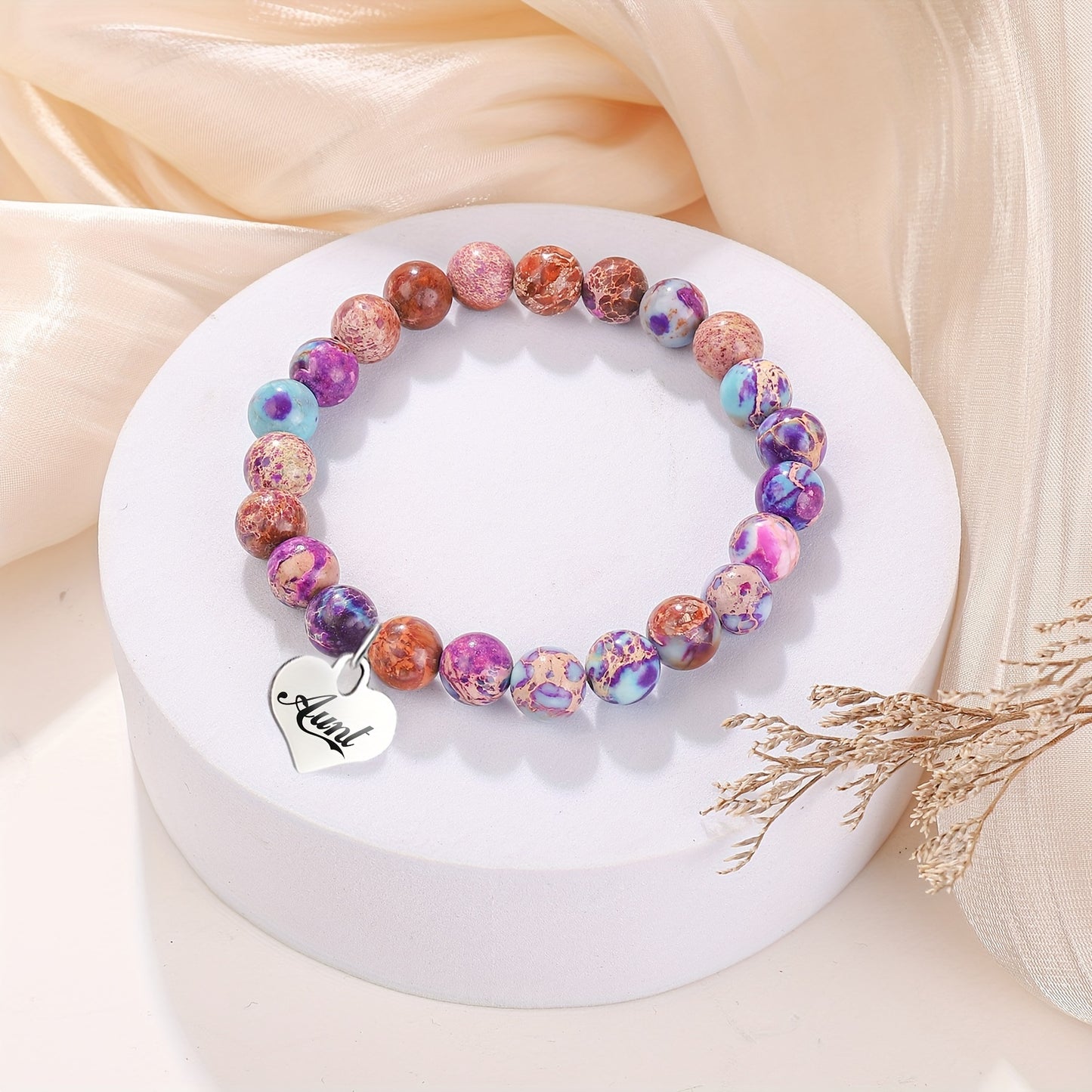 Natural Stone Bracelets For Aunt From Niece With Blessing Card, For Aunt Birthday Mother's Day Gifts