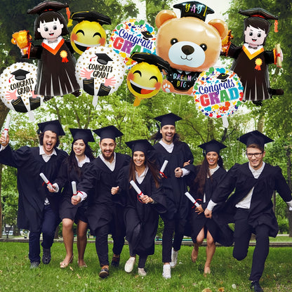 9pcs, Graduation Balloons Large Graduation Congrats Grad Foil Balloons For Class Of Graduation Party Supplies Boys Girls Balloons Congrats Grad Balloons Kindergarten University Graduation Party Decorations