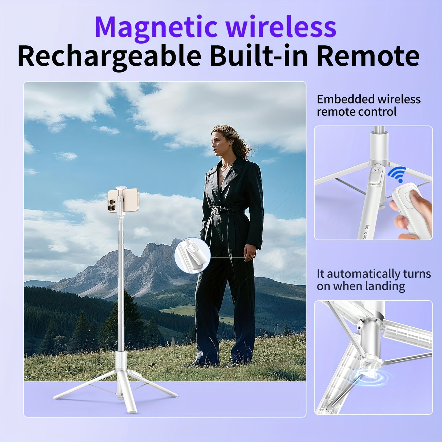 Auto Open/Close Cell Phone Tripod Stand 70.87inch Phone Tripod, Selfie Stick Tripod with Remote, Tripod for Phone, Tripod Stand for Phone 360 Rotation, Portable Travel Tripod for YouTube TikTok Videos Live Streaming Photograp