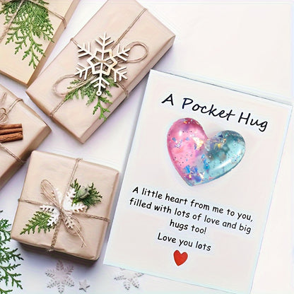 1pc, Pocket Hug Poem Card - Isolation Gift, Hug Token, Thinking Of You - Cute Resin Decoration With Encouraging Greeting Card - Special Birthday Wedding Party Valentines Easter Gift - Home Decor, Room Decor