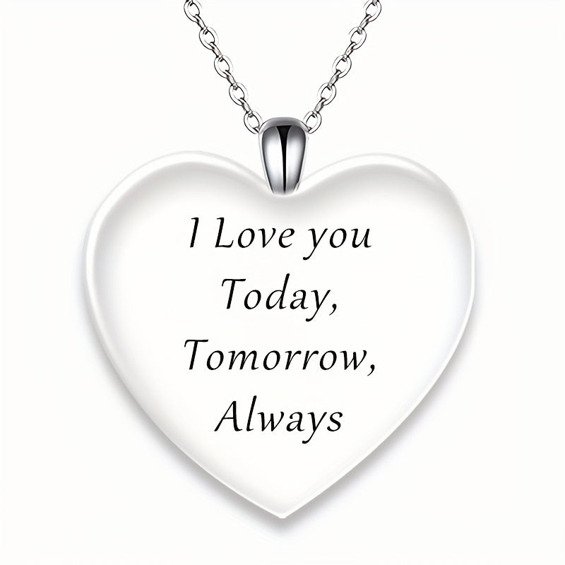 Memorial Necklace Colorful Butterfly & Letter Detail Heart-shaped Pendant Necklace, I'll Hold You In My Heart