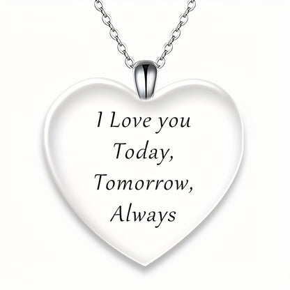 Memorial Necklace Colorful Butterfly & Letter Detail Heart-shaped Pendant Necklace, I'll Hold You In My Heart