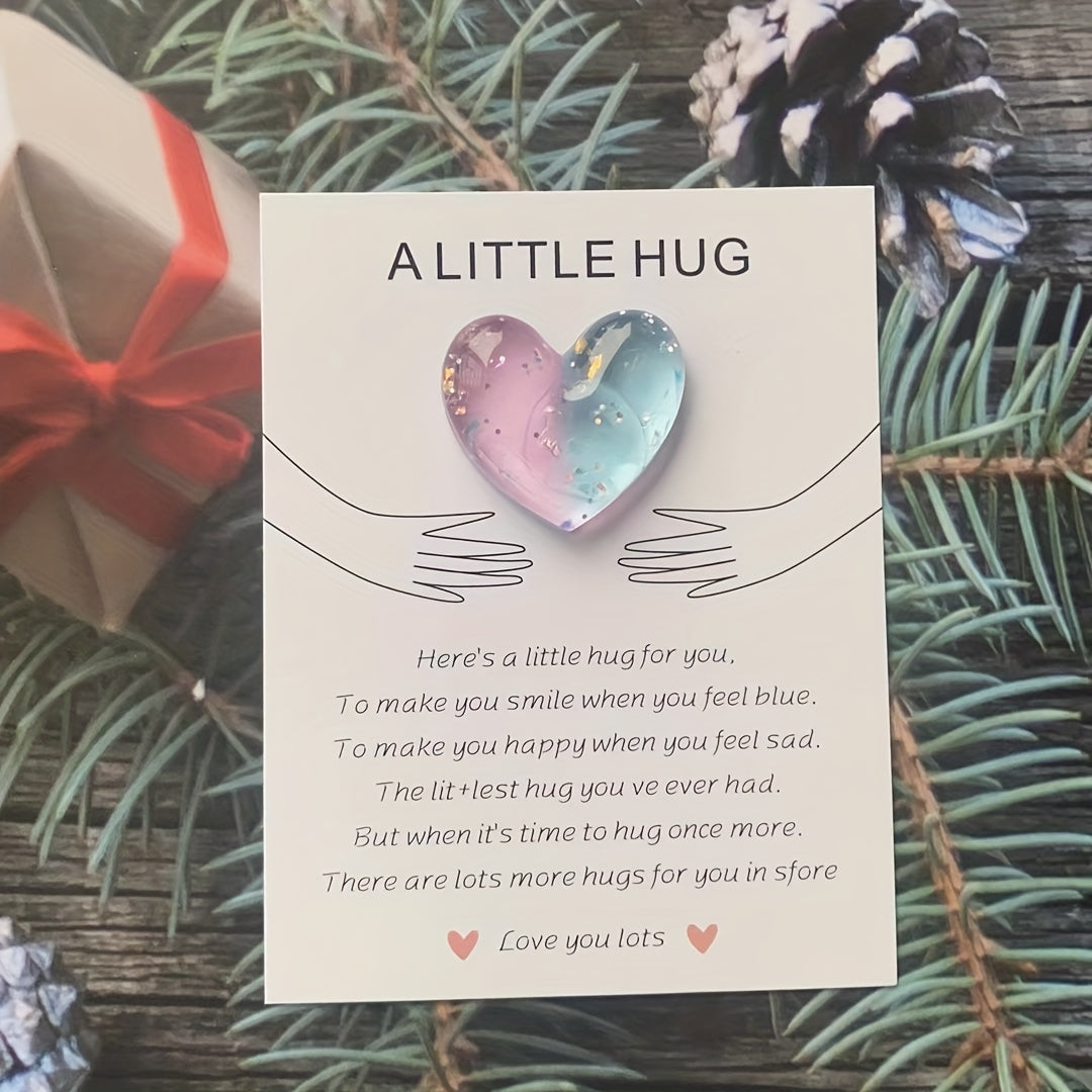 1pc, Fun Pocket Hugs, Cute Resin Hearts And Surprising Greeting Cards, Stress Relief Toys, Especially Encouraging Birthdays, Weddings, Parties, Valentine's Day Gifts, Gifts, Holiday Decorations, Hug Tokens, Small Business Supplies, Cards