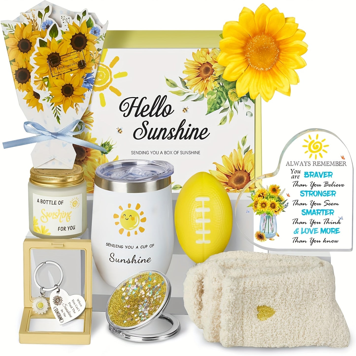 Sunflower Get Well Soon Gift Basket for Women - Perfect Birthday, Valentine's, or Graduation Surprise