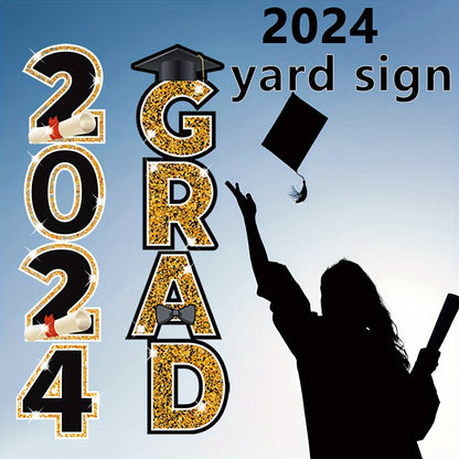 4pcs 2024 Graduation Season Yard Sign with Stakes - School and College Grad Party Decorations and Supplies