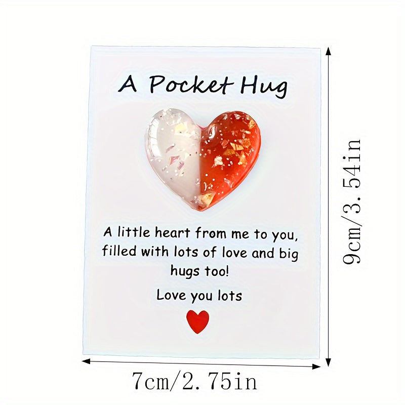 1pc, Pocket Hug Poem Card - Isolation Gift, Hug Token, Thinking Of You - Cute Resin Decoration With Encouraging Greeting Card - Special Birthday Wedding Party Valentines Easter Gift - Home Decor, Room Decor