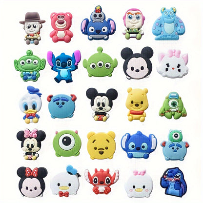 25 Pieces/set Disney Mickey Stitch Cartoon Character Avatar PVC Shoe Flower Accessories Hole Shoes DIY Accessories Ornaments Shoe Flower Shoe Buckles