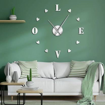 DIY Heart Shaped Numbers Wall Art Large Wall Clock Hearts Wall Decor Nursery Artwork Big Clock Wall Romantic Valentines Gifts