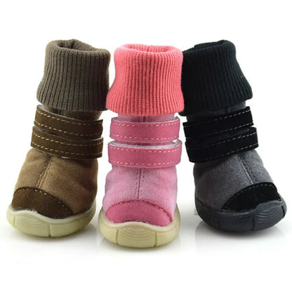 Winter Pet Dog Shoes Puppy 4Pcs/Set Warm Anti Slip Winter Snow Boots For Small Medium Dogs Pet Cats Thicken Fleece Snow Shoes