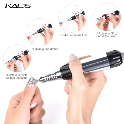 KADS 30000RPM Black nail art drill Nail Equipment Manicure Tools Pedicure Acrylics Grey Electric Nail Art Drill Pen Machine Set