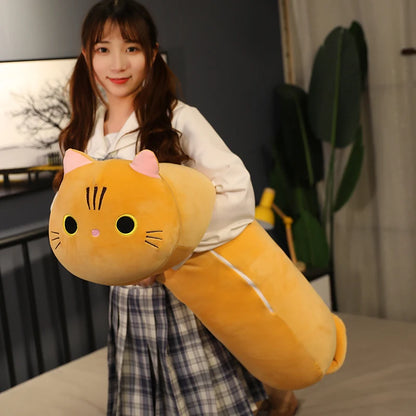 35-100cm Kawaii Lying Cat Plush Soft Pillow Cute Stuffed Animal Toys Doll Lovely Toys for Kids Girls Valentines Birthday Gift