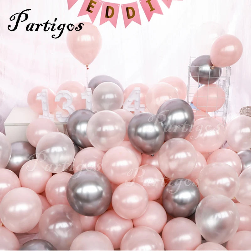 20pcs Pink Rose Gold Confetti Latex Balloons 10inch Chrome Metallic Helium Globos Valentines day Wedding Birthday Party Decor