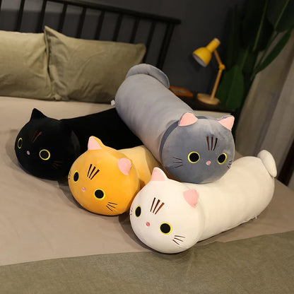 35-100cm Kawaii Lying Cat Plush Soft Pillow Cute Stuffed Animal Toys Doll Lovely Toys for Kids Girls Valentines Birthday Gift