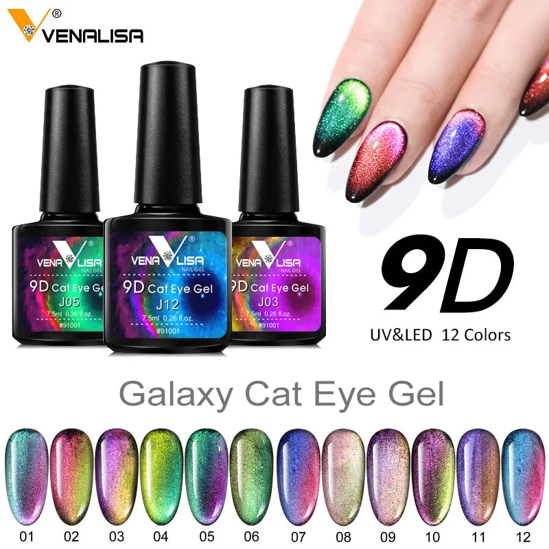 New Nail Art Design Manicure Venalisa Soak Off Enamel 9d Cat Eyes Magnetic Gel Polish UV LED Gel Nail Polish Lacquer Varnish