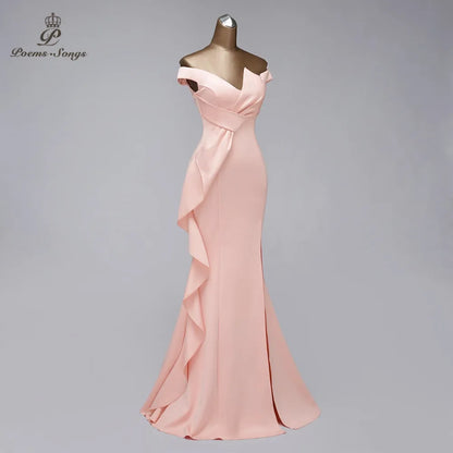 Elegant mermaid evening dress Boat Neck vestido de festa Candy Color evening gowns elegant formal party dresses women evening