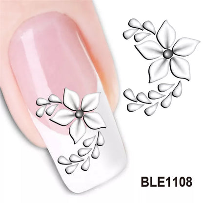 Waterproof Water Transfer Nails Art Sticker Beautiful Flower Design Girl And Women Manicure Tools Nail Wraps Decals Xf1013