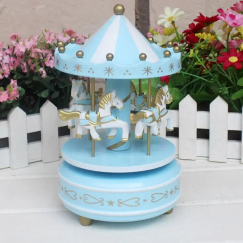 Merry-Go-Round Wooden Music Box Toy Child Baby Game Home Decor Carousel Horse Music Box Christmas Wedding Birthday Gift