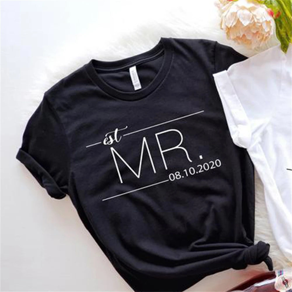 MR MRS Shirts Women Valentine Lover Stylish T-shirt Aesthetic Streetwear Fashion Tshirt Girl Tops H7HE