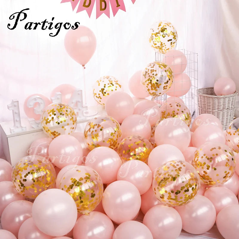 20pcs Pink Rose Gold Confetti Latex Balloons 10inch Chrome Metallic Helium Globos Valentines day Wedding Birthday Party Decor