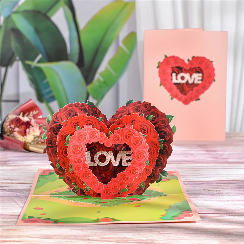 Pop Up Anniversary Card 3D Handmade Birthday Valentines Day Greeting Cards for Couples Wife Women Husband