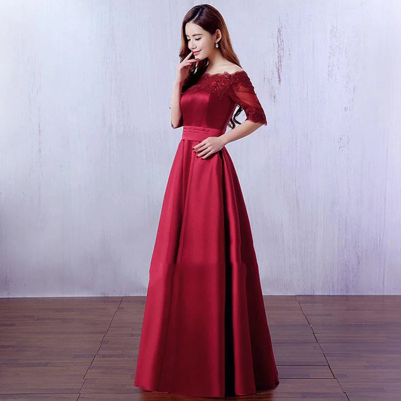 DongCMY Long Formal Wine Prom Dresses Vestidos Satin Robe de soiree Party Dress