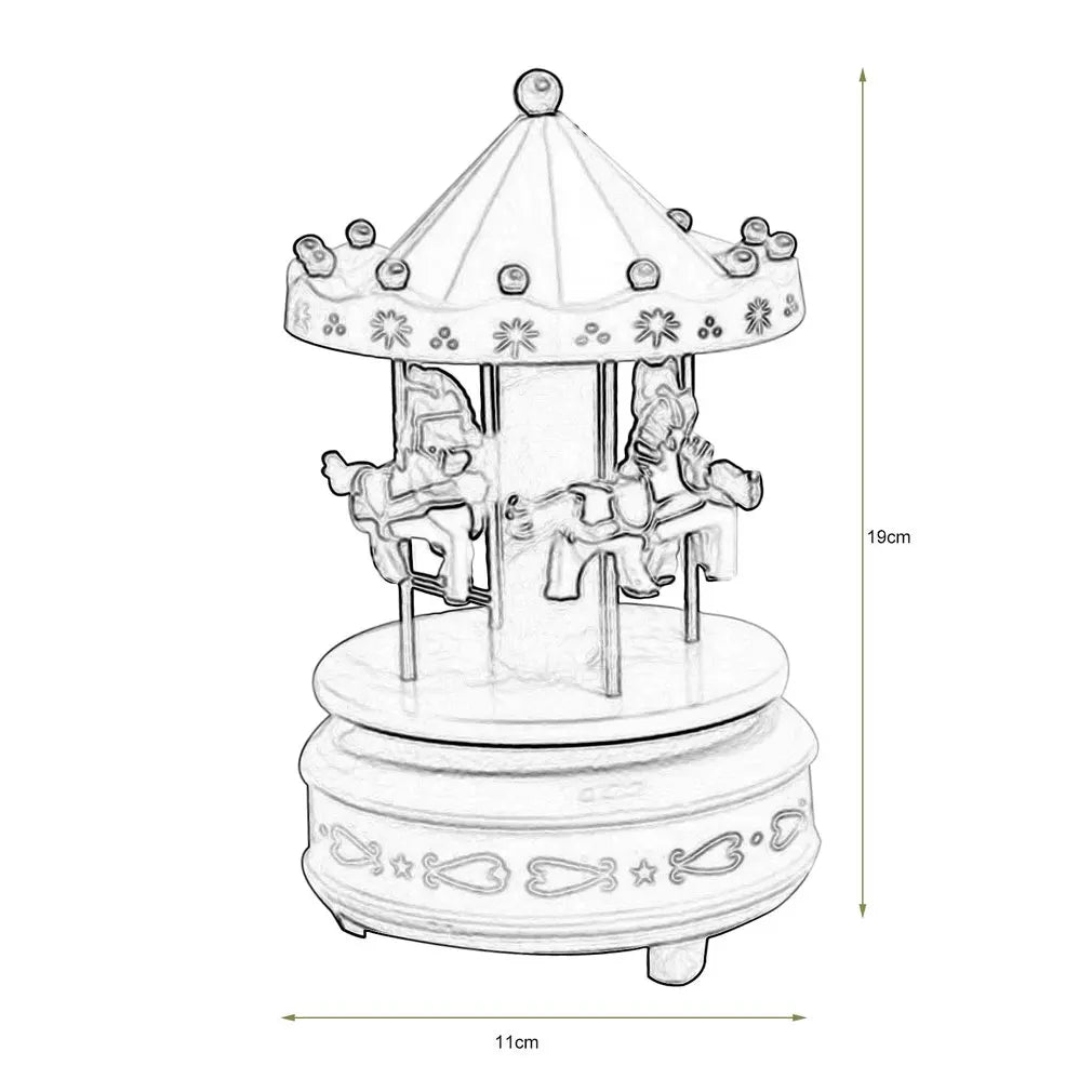 Merry-Go-Round Wooden Music Box Toy Child Baby Game Home Decor Carousel Horse Music Box Christmas Wedding Birthday Gift